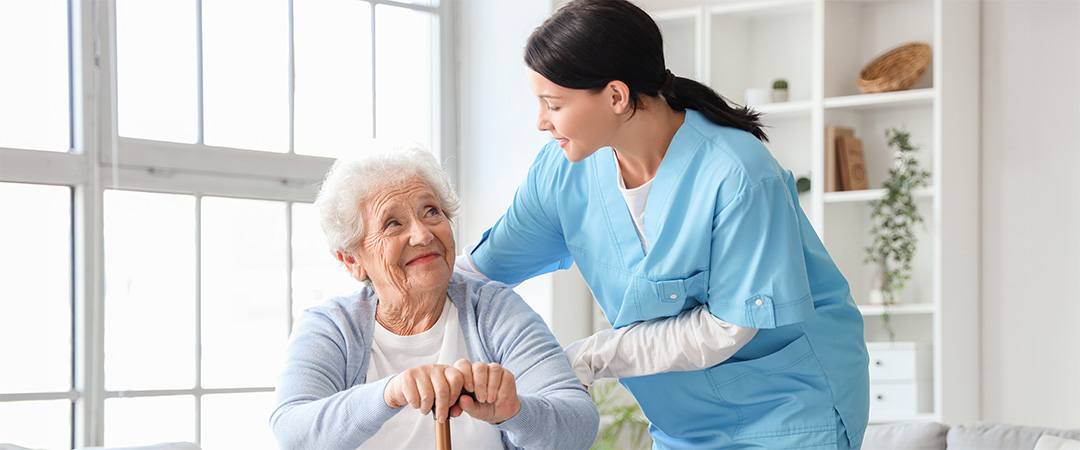 A senior with a skilled nurse.
